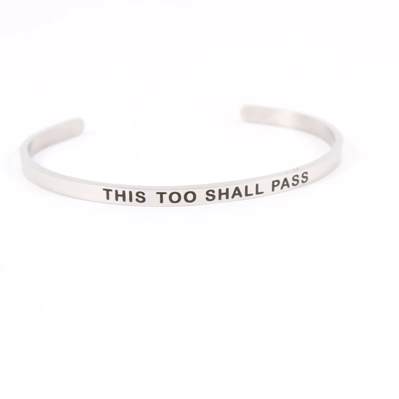 Newest Mantra Bracelet Custom Name Bracelet,Stamped BREATHE Run WARRIOR NEVER GIVE UP 4MM Bar Stainlless Steel Bangle Open Cuff