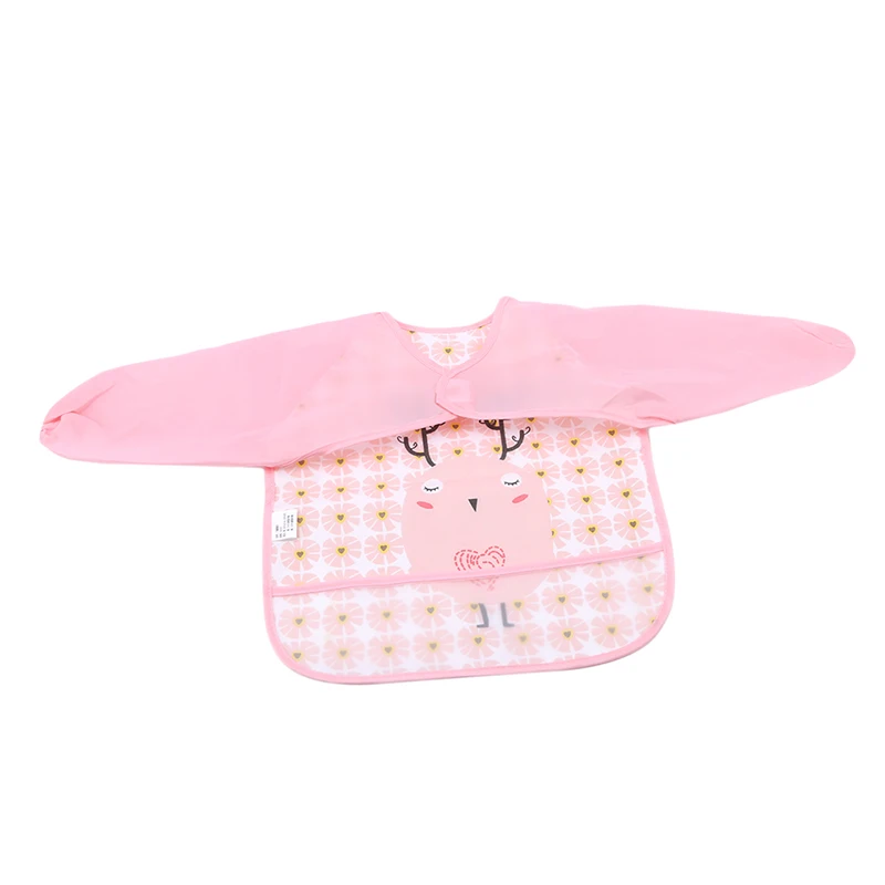 Pink bird Мужской, женский, детский, EVA, Двойной нагрудник, водонепроницаемый, одноразовый, моющийся, детский, длинный рукав, с капюшоном, нагрудник - Цвет: Pink bird