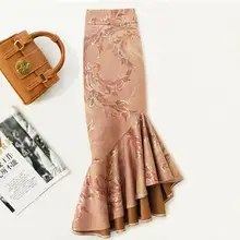 Юбки размера плюс 4XL! Женская осенне-зимняя юбка с завышенной талией, винтажная бархатная юбка с принтом оленя TB3775