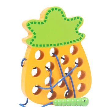 

Early Educational Kids Toys Wooden Worm Eat Fruit Apple Pear Funny Puzzle Toys Teaching Childhood Present Children Toys