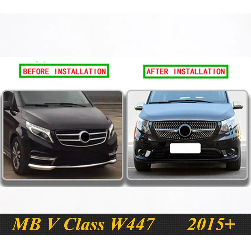 Viano V класс Алмазная решетка черный серебристый хром для Mercedes Benz V260 V250 AMG линия переднего бампера гоночный гриль
