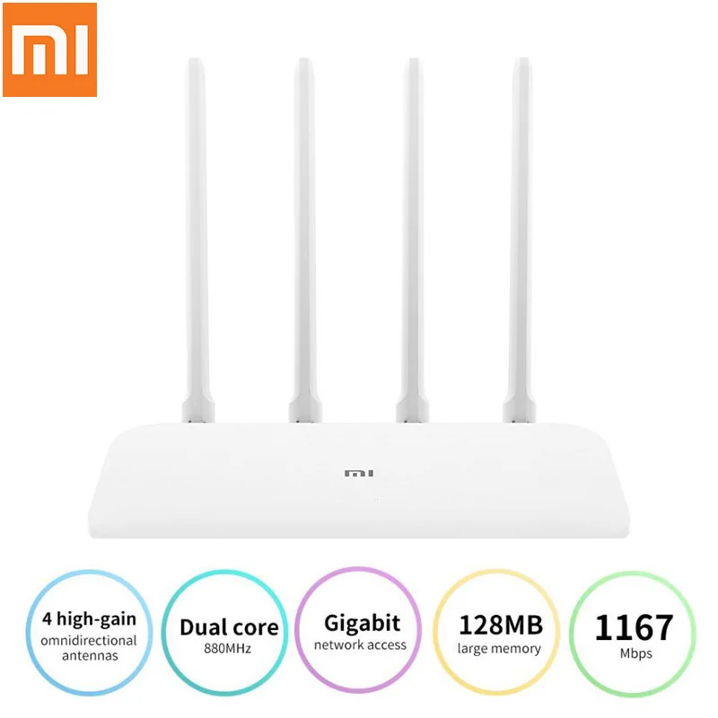 Роутер Xiaomi Mi 4A Gigabit 2 4 ГГц 5 Wi Fi 1167 Мбит/с репитер 128 Мб DDR3 с высоким коэффициентом