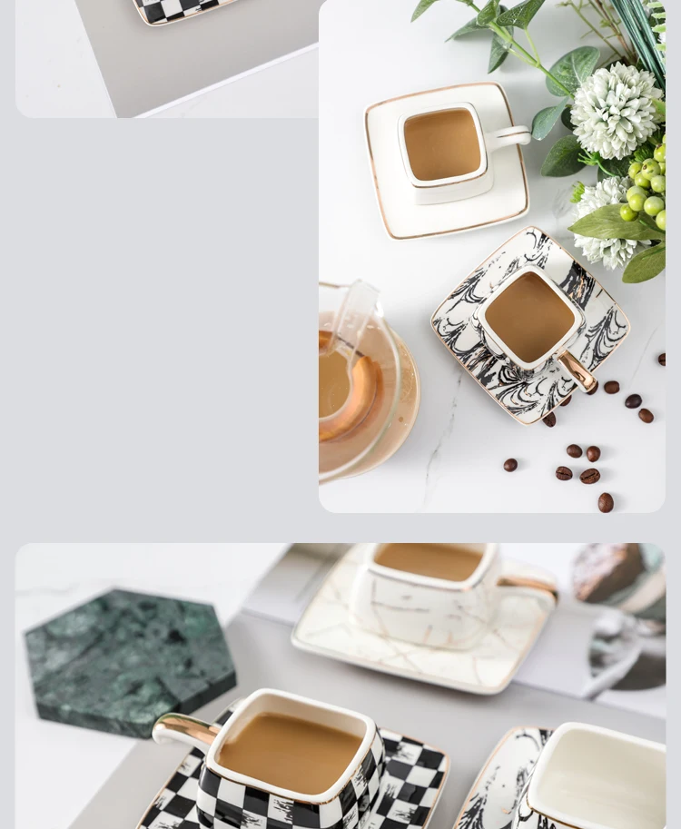 Service à thé - Théière, 4 tasses et Coupelles - Céramique