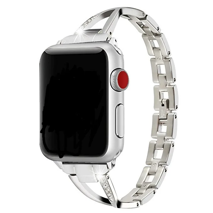 Ремешок для умных часов для apple watch 4 44 мм 42 мм 40 мм 38 мм Металлические x-образные алмазные часы для iwatch стальной ремень