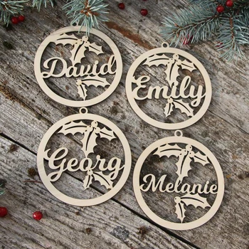 

Personalized Custom Christmas bauble laser cut names Christmas gift tags with name wooden Christmas Tree hanging Tags
