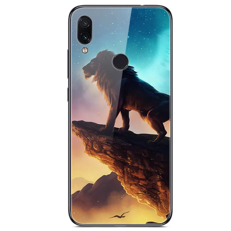 Чехол из закаленного стекла для Xiaomi Redmi Note 7 6 3 дюйма Мягкий бампер с принтом чехол