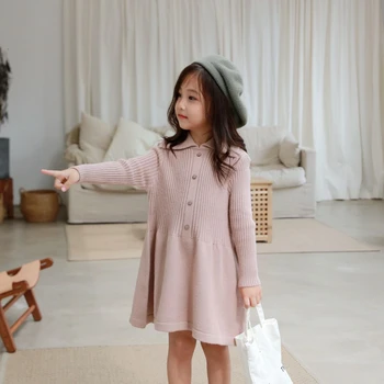 

2020 Children Dress Long Sleeve Sweater Knit Dress Baby Clothes Spring Autumn Winter Dresses For Girls Toddler Clothing Fashion