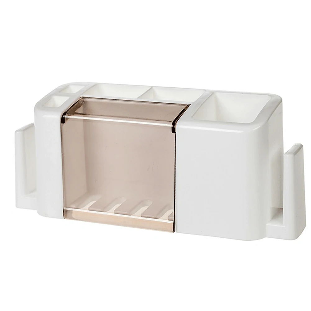 Белый Space Saving Toothbrush Holder Tool Multifunctional Rack Bathroom Toilet Accessory Toothpaste Storage Home Drain Wall Shelves - Цвет: Белый