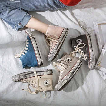 

New high-quality canvas high-top shoes women's belts outdoor fashion men shoes lovers casual sports shoes tenis feminino