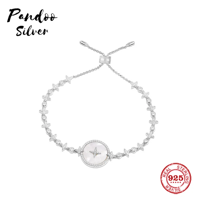 Модная подвеска Стерлинговое Серебро копия 1:1, Регулируемый Серебряный браслет со звездой с перламутром для женщин Monaco ювелирный подарок