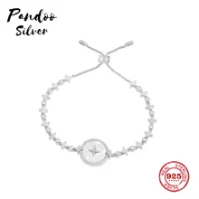 Модная подвеска Стерлинговое Серебро копия 1:1, Регулируемый Серебряный браслет со звездой с перламутром для женщин Monaco ювелирный подарок