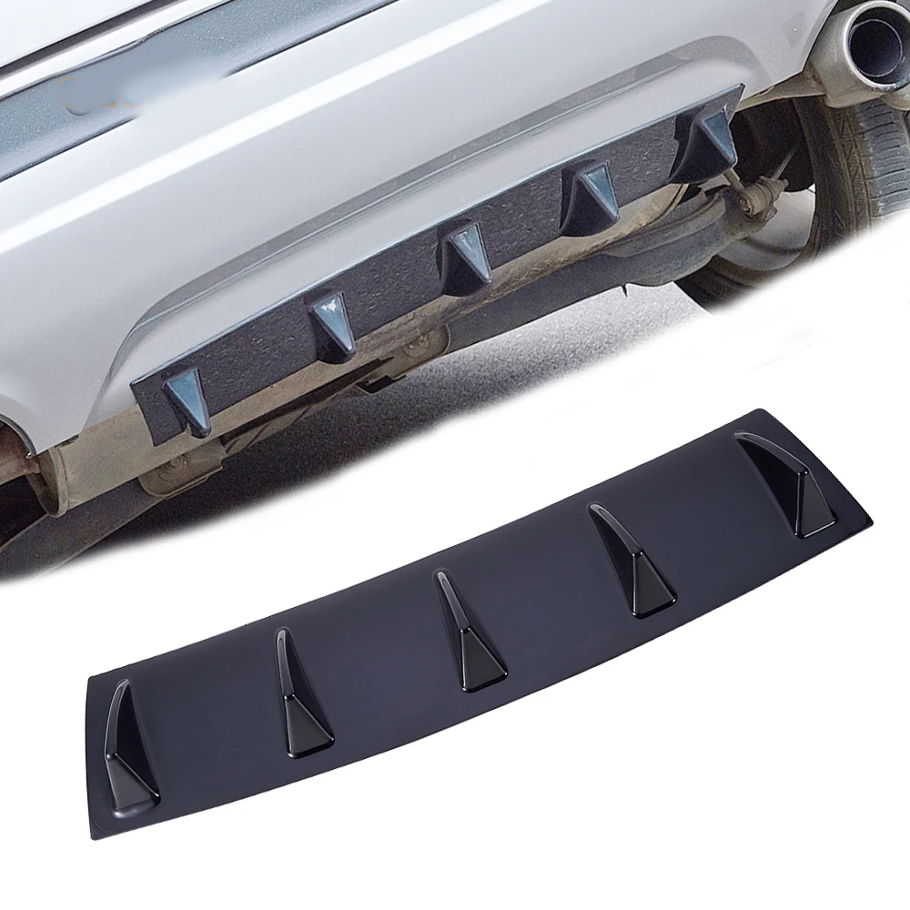 Universal Shark Fin 5 Wings Car Body Lip Rear Bumper Trim Diffuser Spoiler Glossy Black Spoilers