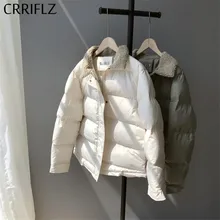 CRRIFLZ, новинка, женские зимние куртки, короткие, теплые, утолщенные, пуховик, для женщин, короткие, из овечьей шерсти, с отворотом, пуховики, куртки, повседневные, одноцветные, пальто