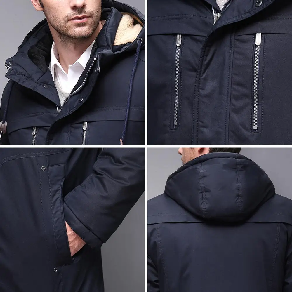 Blackleopardwolf Зимняя мужская куртка модная мужская парка тип аляска съемная верхняя одежда с удобными манжетами BL-6605