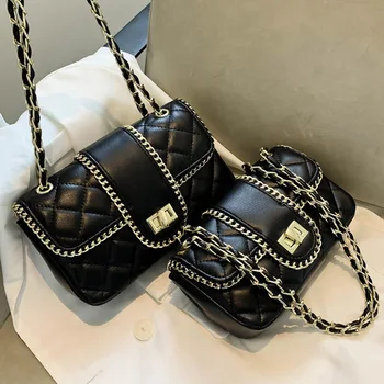 

Graceful Shoulder Bag Female 2020 New Style chao wang Red Rhombus Chain WOMEN'S Bag Versatile INS Western Style Square Sling Bag