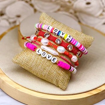 

Go2boho Bracelets MIYUKI Bracelet Freshwater Pearl Jewelry Pulseras Mujer Moda Women Heishi Vinyl Beads Letter Insta New Armband