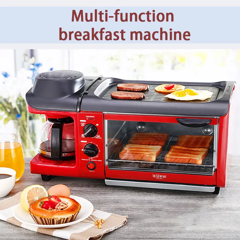 

220V/1500W Home breakfast machine Multi-function oven Toast Fried bacon Coffee machine Toaster Coffee machine