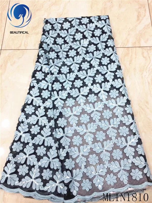 

BEAUTIFICAL African lace fabrics tulle lace with sequins 5yards Hot sale nigerian net lace embroidery for women ML1N1810