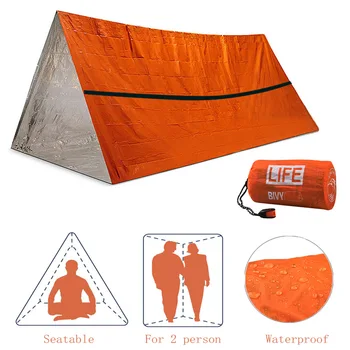 Emergency Shelter Waterproof Thermal Blanket Rescue Survival Kit SOS Sleeping Bag Survival Tube Emergency Tent w Whistle 1