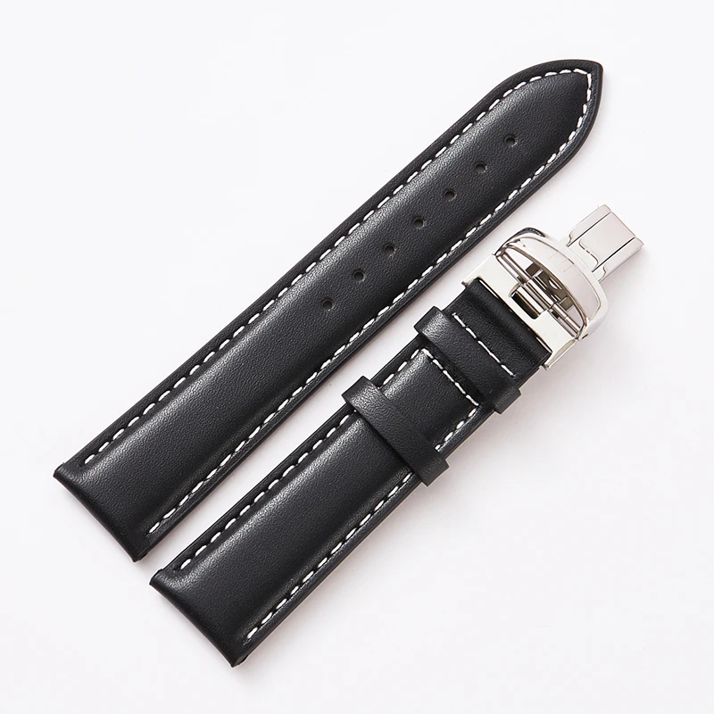 Ремешок для часов Tissot 1853 T095 из натуральной кожи 19 мм 20 черный с стальной пряжкой |