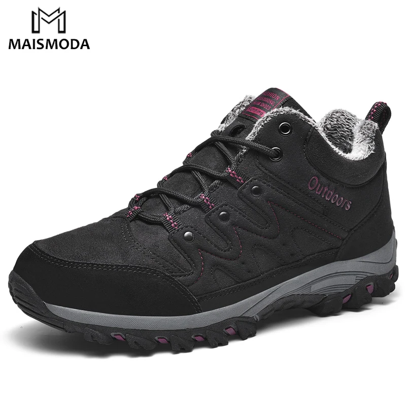 

MAISMODA Fashion Winter Shoes for Men Women with Fur Warm Comfortable Lace-up Anti-slip Sneakers Footwear YL660