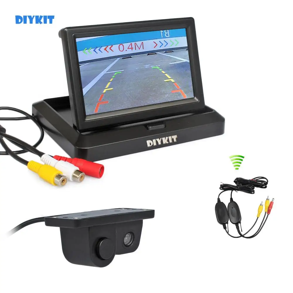 Автомобильный складной монитор DIYKIT беспроводной 5-дюймовый заднего вида