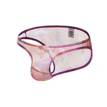 Гей сексуальное нижнее белье мужское нижнее белье порно Прозрачное нижнее белье цветочные неженственные трусики мужские шорты