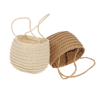 

1PC Mini Cute Dollhouse Rattan Frame Hand-woven Vegetable Food Flower Basket Cute Toys Dolls 1/12 Miniature Decoration