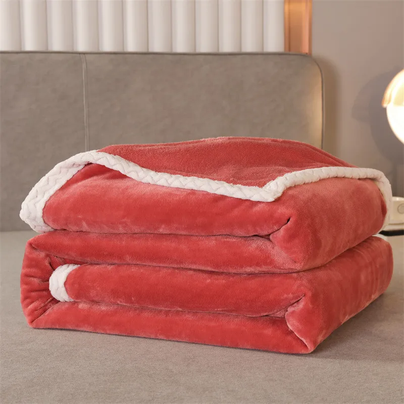 

Soft Warm Coral Fleece Flannel Blankets for Beds Faux Fur Mink Throw Solid Color Sofa Cover Bedspread Winter Warm Blankets
