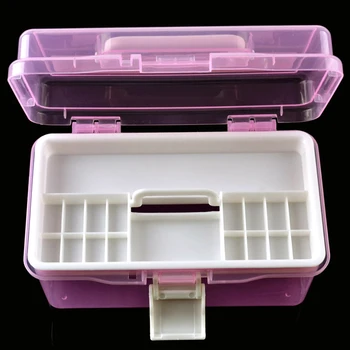 

2 Layer Plastic Storage Box, 7.87''*4.53''*4.14'' Two Layer Manicure Kit Case for Nail Design Tools