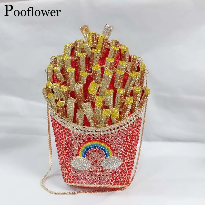 Pooflower Радужный клатч с бриллиантами для женщин вечерняя сумка кошелек