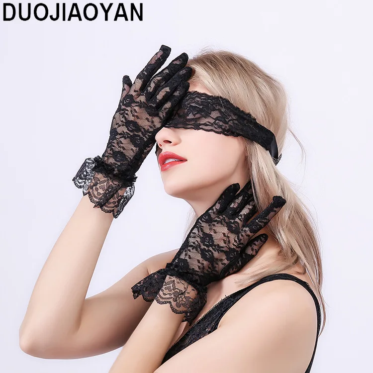 

Sexy Lace Blinders Glove Three-piece Set Sexy Lingerie Accessories Uniform Temptation