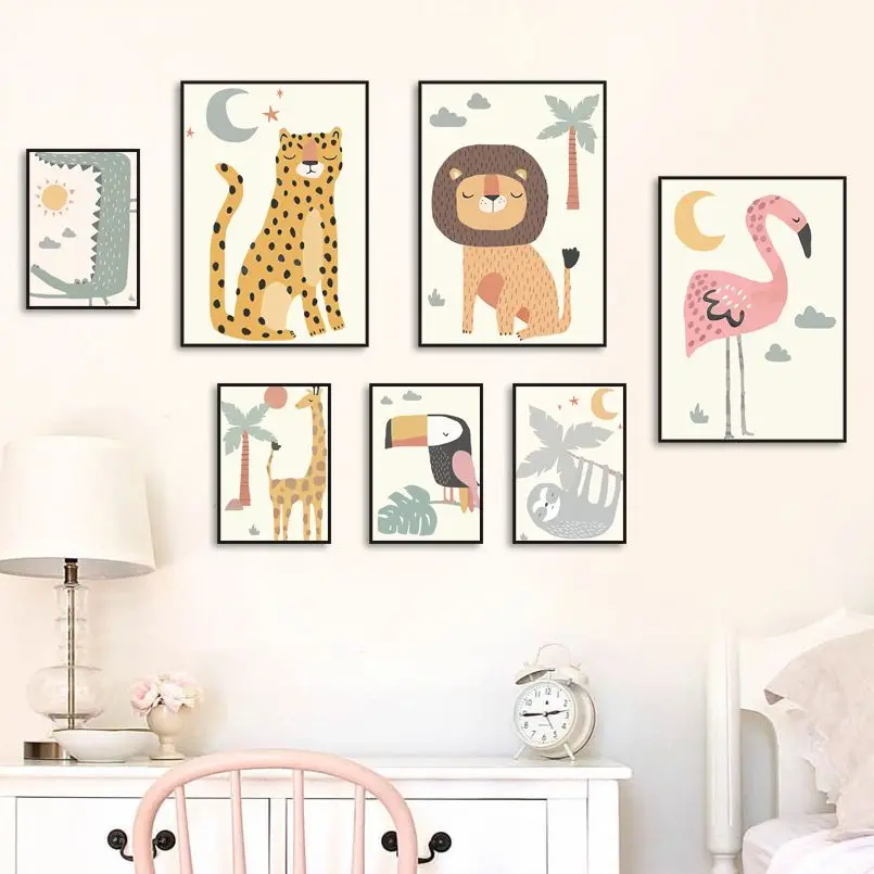 

Leopard Lion Giraffe Crocodile Jungle Nursery Wall Art Canvas Painting Nordic Posters And Print Wall Pictures For Bar Room Decor
