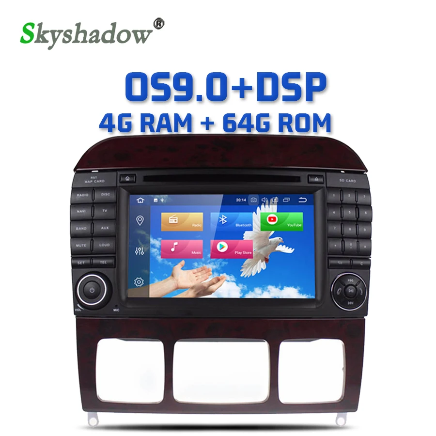 

Android 9.0 8 Core 4GB + 64GB Car DVD Player Bluetooth RDS Radio GPS Map Wifi For Benz S-Class W220 S400 S420 S430 W215 CL600