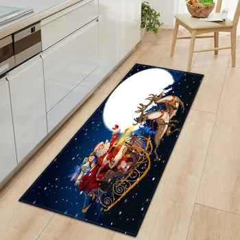 

Christmas Rectangle Kitchen Mat Entrance Door Mat Home Decor Living Room Carpet Bedroom Bedside Antibacterial Non-slip Mat