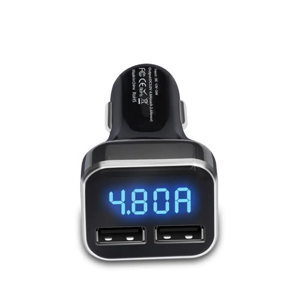 

Car Phone Charger LED Voltage Monitoring 4.8A Fast Smartphone USB Chargers Current Display Portable Charger