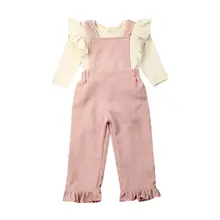 От 1 до 4 лет комплекты детской одежды для маленьких девочек однотонный ремешок комбинезона с длинными рукавами комбинезон осенне-зимняя одежда