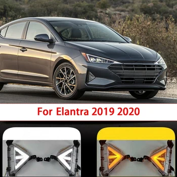 

for Hyundai Elantra 2019-2020 Pair Front LED Fog Light DRL Daytime Running Light with Turn Signal Lamp