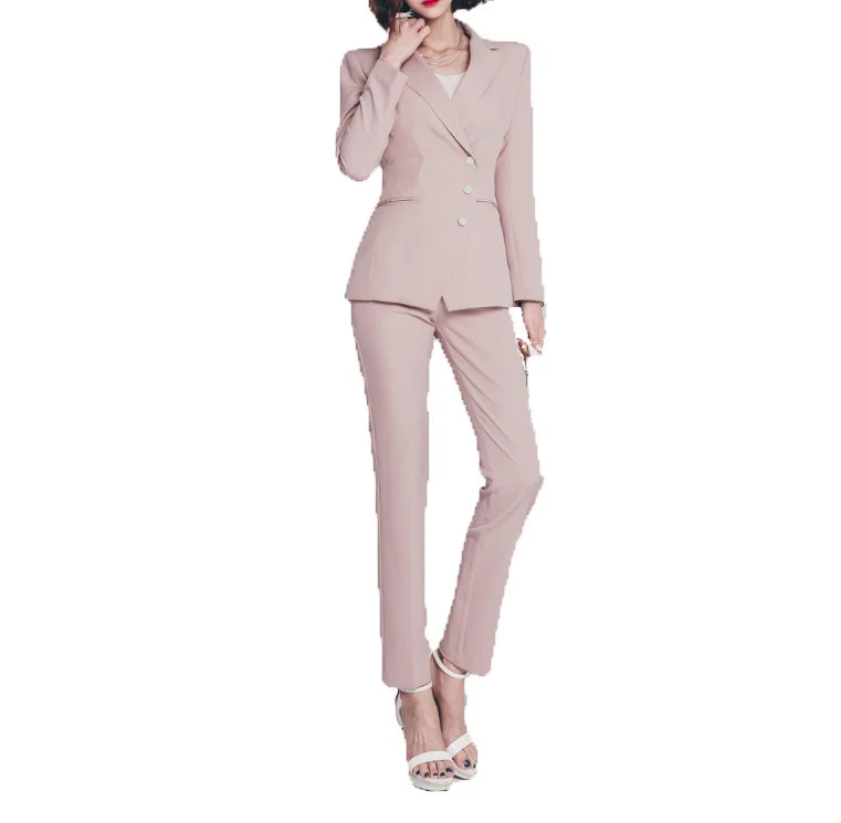 

Summer Suit Suit Female Leisure Small Suit Straight Tube Pants Pink Small Incense Occupation Coat