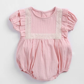 

2020 New Summer Toddler Baby Girl Lace Splicing Cotton Bodysuits Newborn Baby Girls Cotton Jumpsuit Korean Japan Style