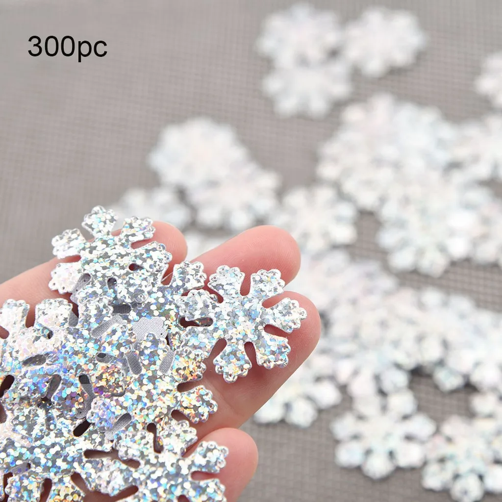 300 Pieces/Pack Snowflakes Christmas Ornament Xmas Tree Hanging Decoration Holiday Garden Christmas Wedding Party Snowflake#S