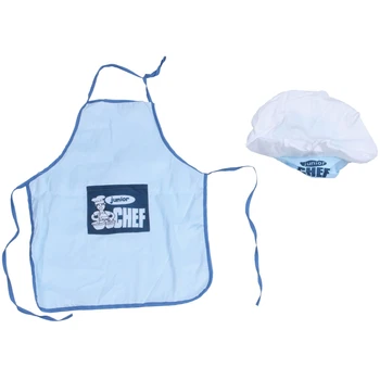 

ABSF Childs Kids Chef Hat Apron Cooking Baking Boy Girl Chefs Junior Gift (Blue)
