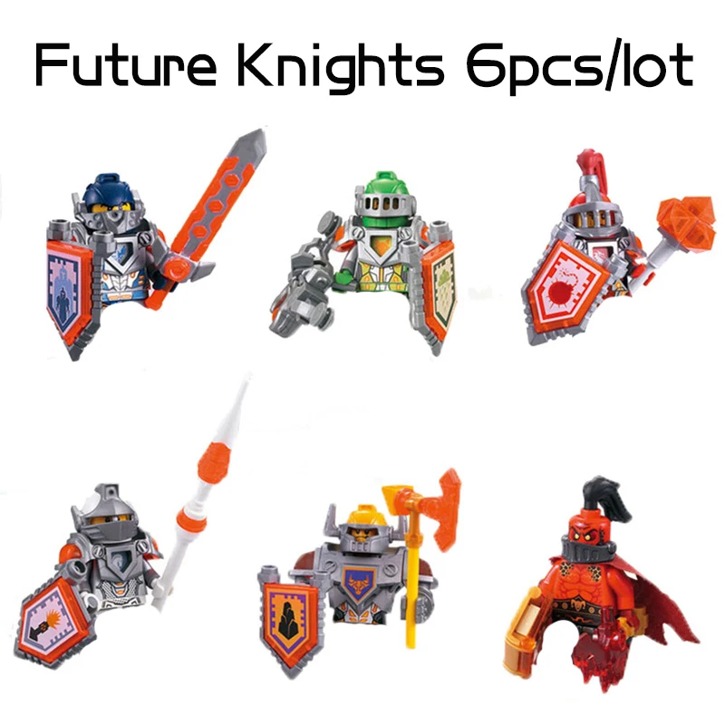 6pcs/lot DECOOL Nexo Knight Figures Clay Lance Axl Aron Macy With Shield Building Blocks Bricks Toys For Children's Gifts | Игрушки и