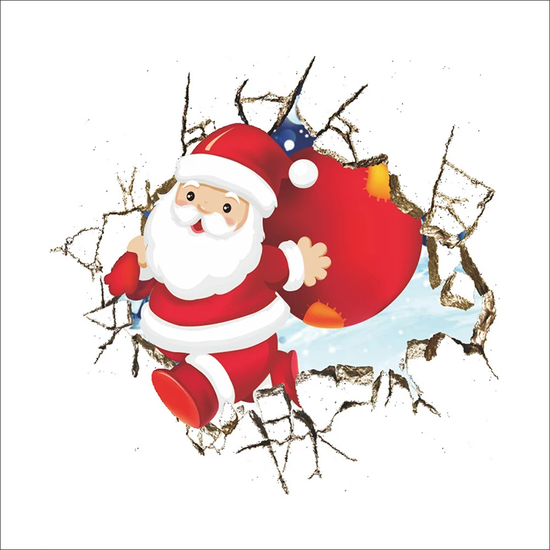 

Christmas Vinyl Wall Stickers Window Decal Santa Claus Gifts Removable Poster