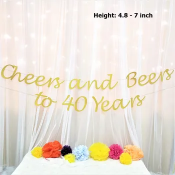 

40 Years Party Decorations Hanging Banner Glitter Paper Letters 40th Anniversary Party Wedding Anniversary Party Decorations