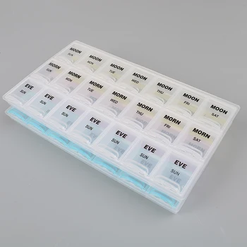 

7 Days Weekly Transparent 21 Compartment Lid Tablet Pill Box Holder Medicine Storage Organizer Case Container
