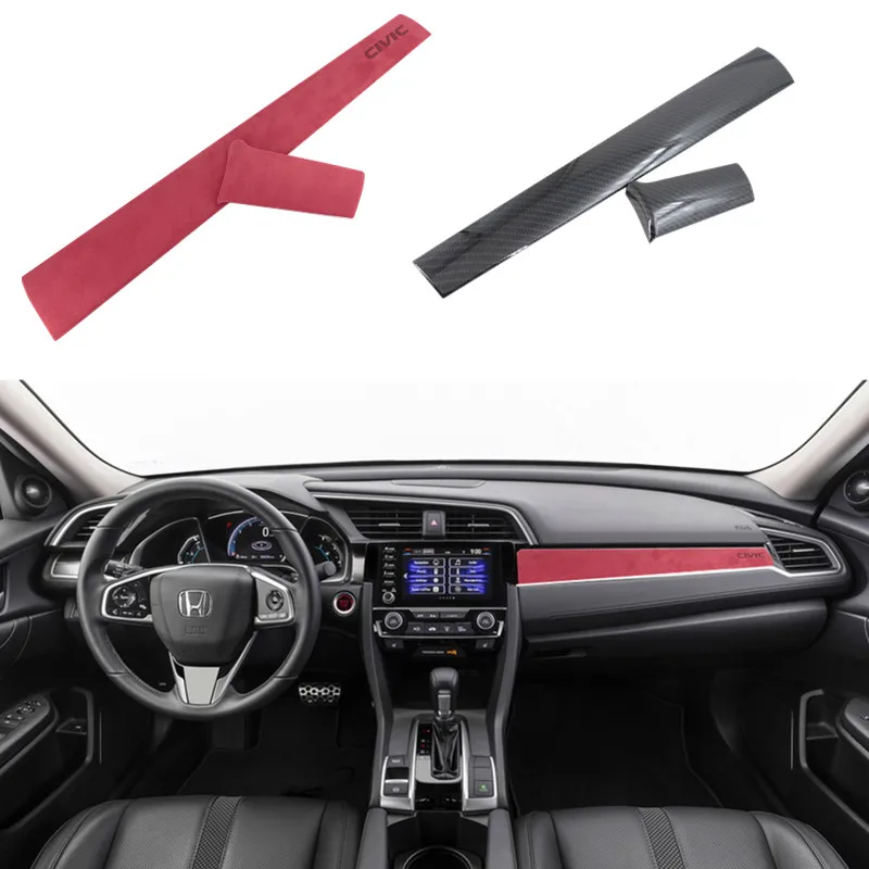 

Автомобильные аксессуары для Honda Civic 2018, 2019, 2020, 2021, автозапчасти из углеродного волокна или короткого меха, внутренняя отделка инструмента, Спортивная красная крышка