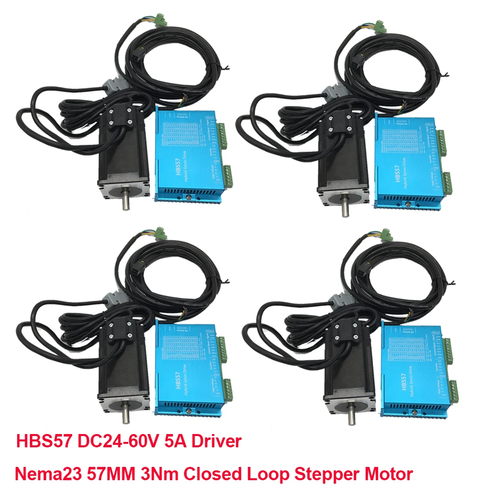 4 шт. NEMA23 57 мм 3Nm 430Oz in DC 24 60V DSP шаговый двигатель с замкнутой обратной связью