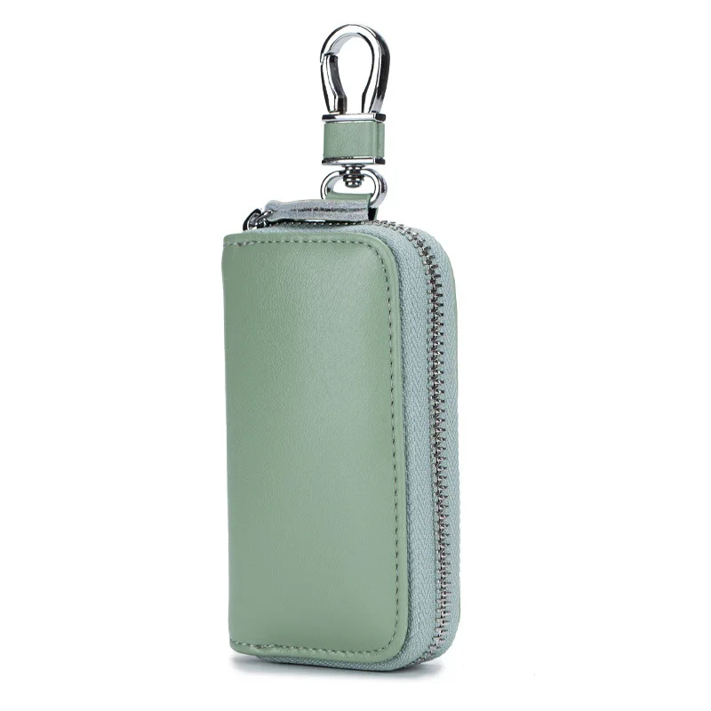 Мужская кожаная сумка для ключей на молнии, многофункциональная сумка для ключей от автомобиля, Женская деловая сумка для ключей - Цвет: Зеленый