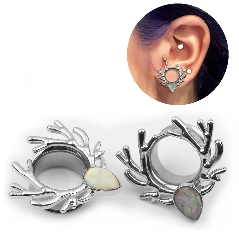 

12pcs/lot Elk Shaped Shell Ear Plug Stainless Steel Ear Plug Tunnel Ear Expander Body Piercing Jewelry